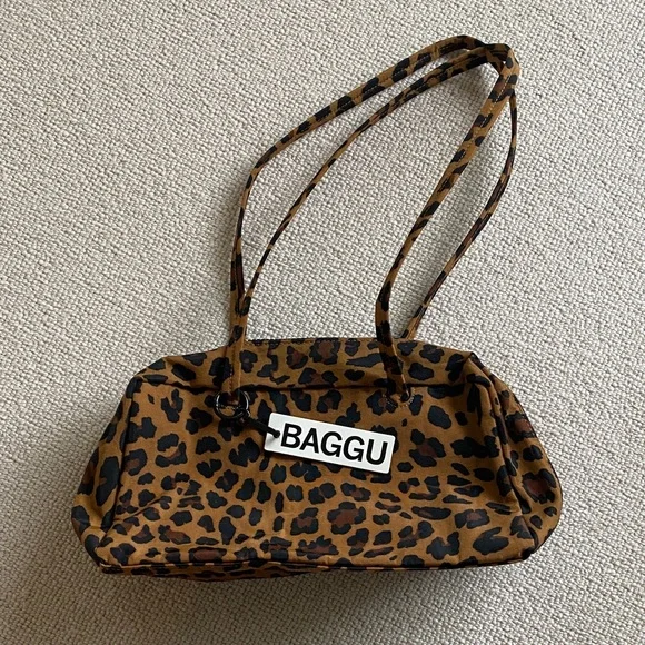 BAGGU Leopard Print Nylon Bowler Bag - Picture 1 of 2